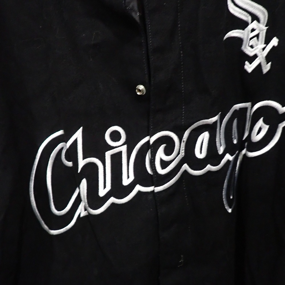 JH Design Chicago White Sox Varsity Jacket Black White Cotton Twill Mens XL - Picture 3 of 8